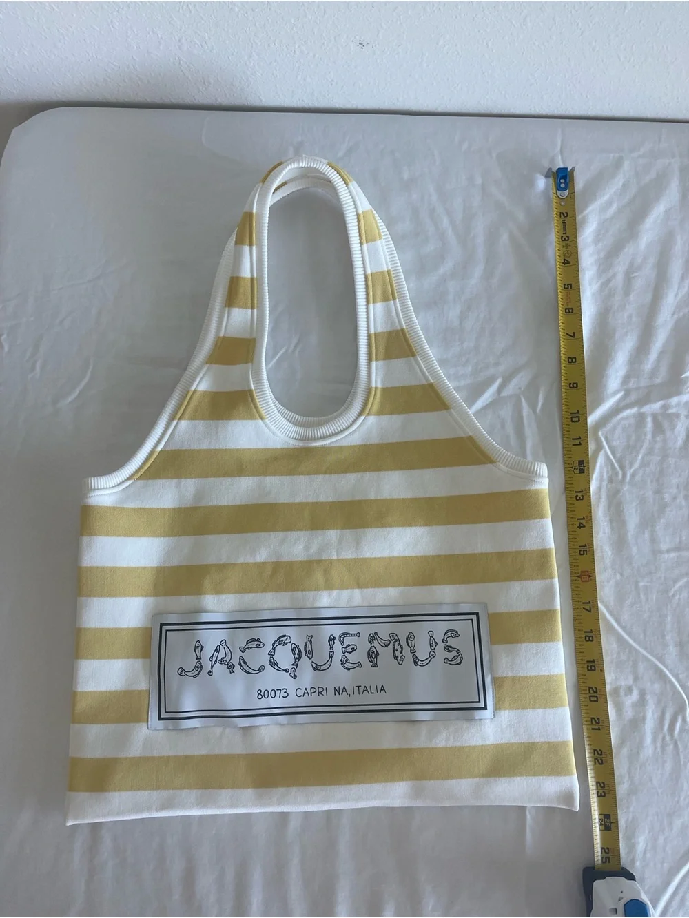 Jacquemus Shoulder bag Hobo ‘Le Sac Marcel ’ - White Yellow Stripe Viscose NWT